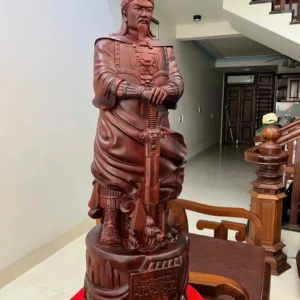 tran-quoc-tuan-G6444-7 Tượng Trần Quốc Tuấn Gỗ Tử Đàn Liền Khối To Nặng Đẹp G6444