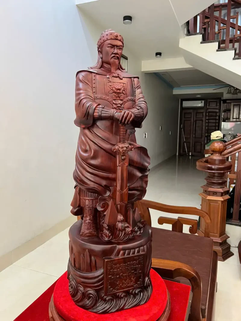 tran-quoc-tuan-G6444-7 Tượng Trần Quốc Tuấn Gỗ Tử Đàn Liền Khối To Nặng Đẹp G6444
