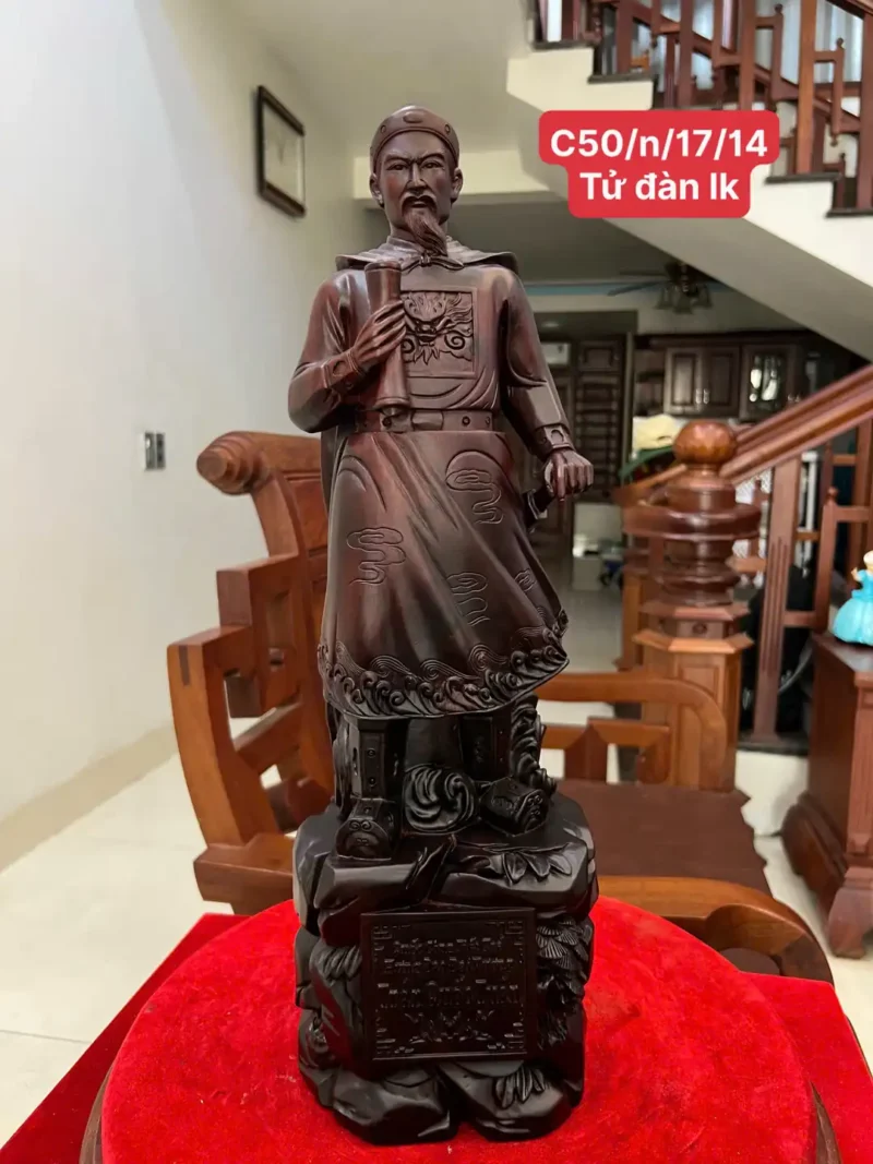 tran-quoc-tuan-G6445-1 Tượng Trần Quốc Tuấn Gỗ Tử Đàn Liền Khối G6445