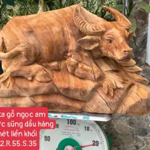 trau-go-ngoc-G5708-1 Tượng Trâu Gỗ Ngọc Am Thơm Nức Hàng Kỹ Nét Liền Khối G5708
