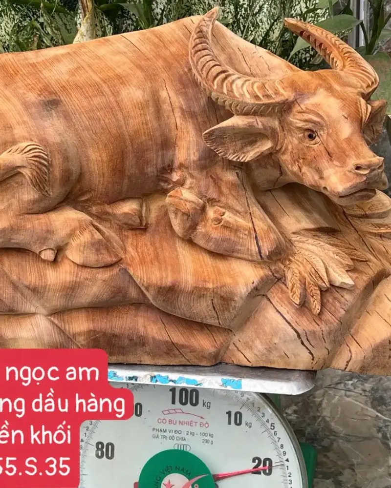 trau-go-ngoc-G5708-1 Tượng Trâu Gỗ Ngọc Am Thơm Nức Hàng Kỹ Nét Liền Khối G5708