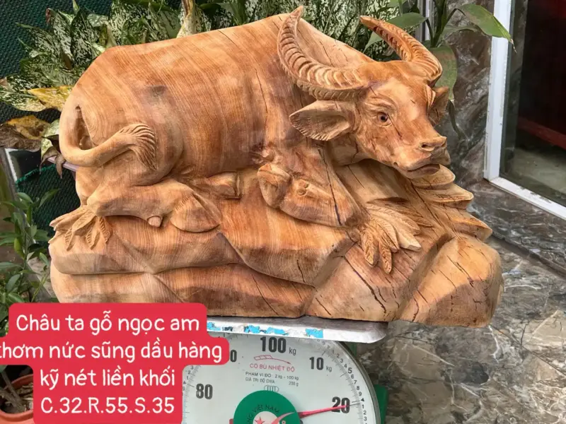 trau-go-ngoc-G5708-1 Tượng Trâu Gỗ Ngọc Am Thơm Nức Hàng Kỹ Nét Liền Khối G5708