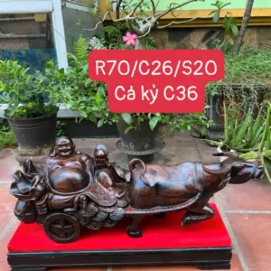 trau-keo-xe-di-lac-go-mun-hoalk-G5354-1 Tượng Trâu Kéo Xe Di Lặc Gỗ Mun Hoa Liền Khối G5354