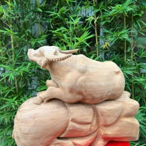 trau-lam-tien-G5967-3 Tượng Trâu Lằm Tiền Vàng Gỗ Ngọc Am Đá Đậm Dầu Thơm Liền Khối G5967