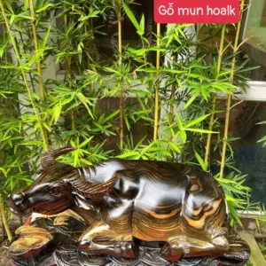 trau-mun-hoalk-G5355-1 Tượng Trâu Mun Hoa Liền Khối G5355