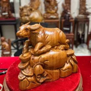 trau-nam-tien-G5842-2 Tượng Trâu Nằm Tiền Vàng Ngọc Am Lên Tuyết Đẹp G5842