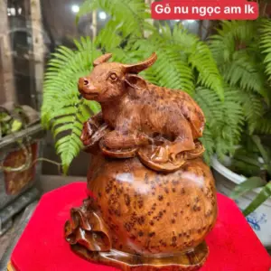 trau-tai-loc-go-nu-ngoc-G5356-1 Tượng Trâu Tài Lộc Gỗ Nu Ngọc Am Liền Khối G5356