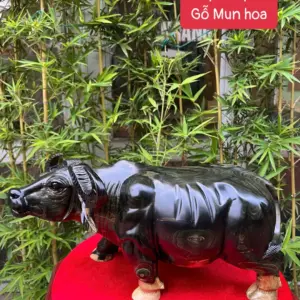 trau-venh-sung-G5357-1 Tượng Trâu Vểnh Sừng Gỗ Mun Hoa Hàng Đẹp Liền Khối G5357