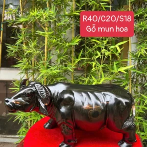 trau-venh-sung-G6035-1 Tượng Trâu Vểnh Sừng Gỗ Mun Hoa Hàng Đẹp Liền Khối G6035
