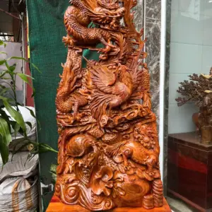 tu-linh-go-G5710-2 Tượng Tứ Linh Gỗ Hương Ta Gia Lai Hàng Kỹ Nét Liền Khối G5710