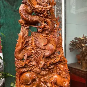 tu-linh-go-G5710-3 Tượng Tứ Linh Gỗ Hương Ta Gia Lai Hàng Kỹ Nét Liền Khối G5710