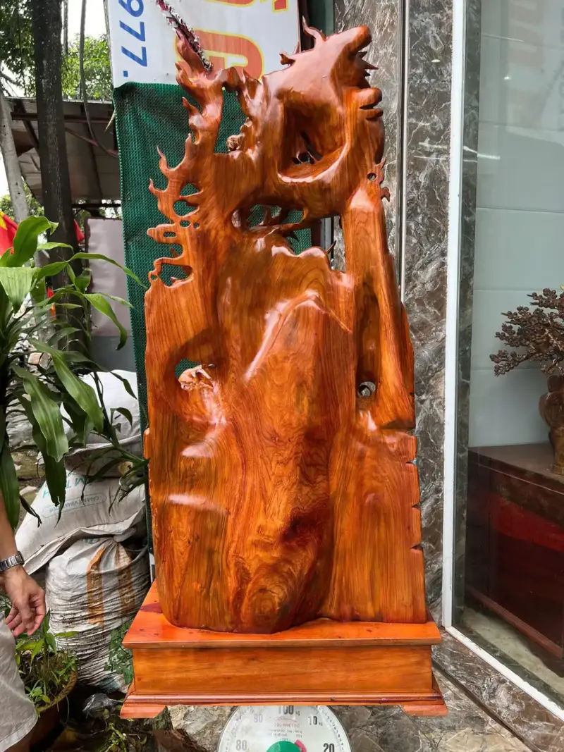 tu-linh-go-G5710-5 Tượng Tứ Linh Gỗ Hương Ta Gia Lai Hàng Kỹ Nét Liền Khối G5710