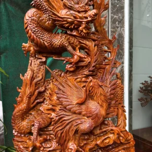 tu-linh-go-G5972-4 Tượng Tứ Linh Gỗ Hương Ta Gia Lai Hàng Kỹ Nét Liền Khối G5972