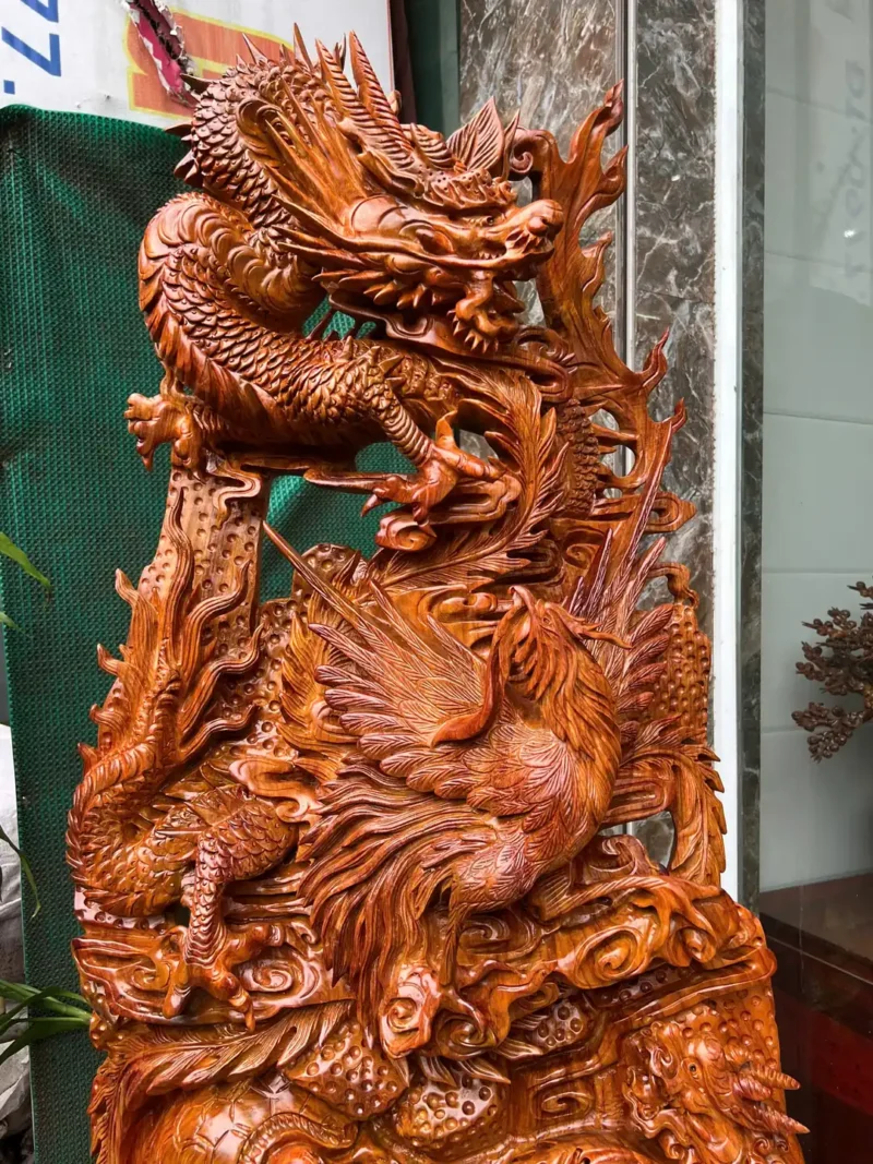 tu-linh-go-G5972-4 Tượng Tứ Linh Gỗ Hương Ta Gia Lai Hàng Kỹ Nét Liền Khối G5972