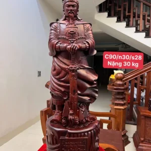 tuong-tran-quoc-G5971-1 Tượng Trần Quốc Tuấn Chống Kiếm Gỗ Tử Đàn To Nặng Đẹp Liền Khối G5971