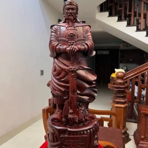 tuong-tran-quoc-G5971-2 Tượng Trần Quốc Tuấn Chống Kiếm Gỗ Tử Đàn To Nặng Đẹp Liền Khối G5971