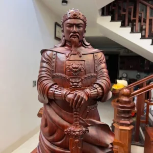 tuong-tran-quoc-G5971-3 Tượng Trần Quốc Tuấn Chống Kiếm Gỗ Tử Đàn To Nặng Đẹp Liền Khối G5971