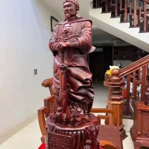 tuong-tran-quoc-G5971-5 Tượng Trần Quốc Tuấn Chống Kiếm Gỗ Tử Đàn To Nặng Đẹp Liền Khối G5971