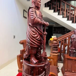 tuong-tran-quoc-G5971-6 Tượng Trần Quốc Tuấn Chống Kiếm Gỗ Tử Đàn To Nặng Đẹp Liền Khối G5971