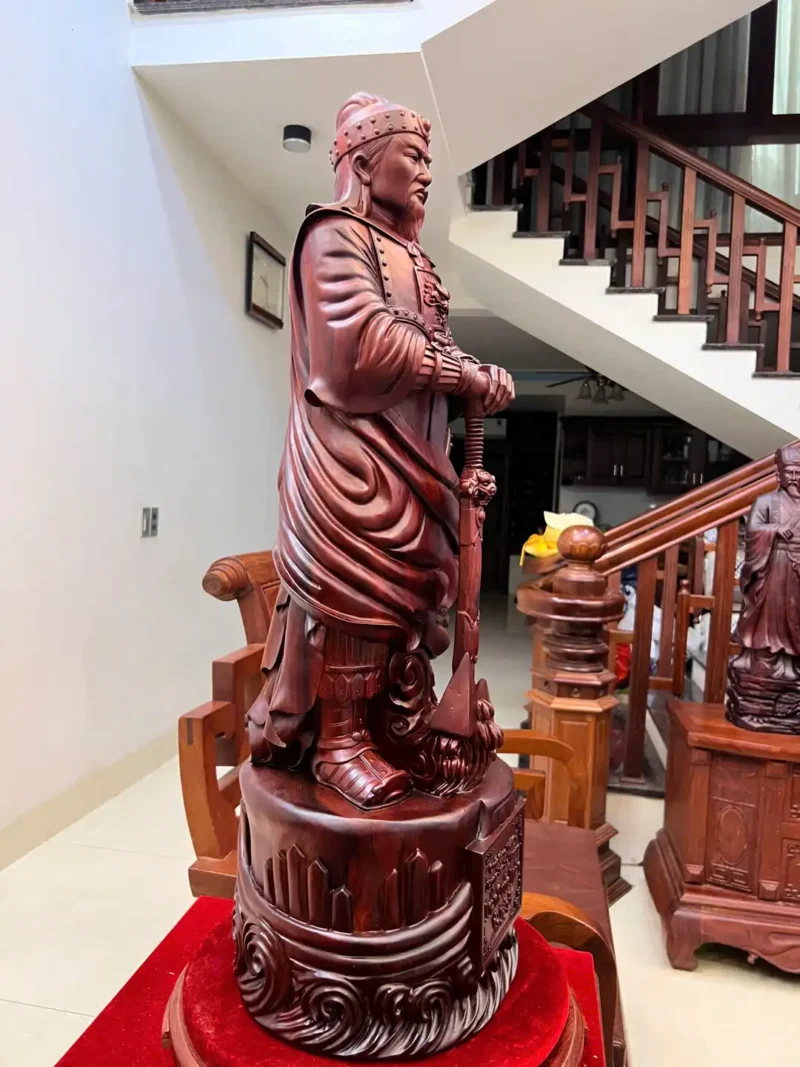 tuong-tran-quoc-G5971-6 Tượng Trần Quốc Tuấn Chống Kiếm Gỗ Tử Đàn To Nặng Đẹp Liền Khối G5971
