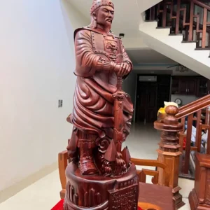 tuong-tran-quoc-G5971-7 Tượng Trần Quốc Tuấn Chống Kiếm Gỗ Tử Đàn To Nặng Đẹp Liền Khối G5971