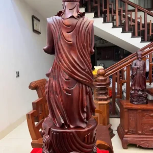 tuong-tran-quoc-G5971-8 Tượng Trần Quốc Tuấn Chống Kiếm Gỗ Tử Đàn To Nặng Đẹp Liền Khối G5971
