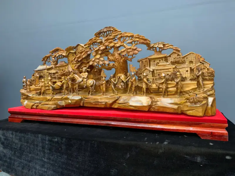 vinh-quy-bai-to-go-bach-xanh-G5451-7 Tượng Vinh Quy Bái Tổ Gỗ Bách Xanh Liền Khối G5451
