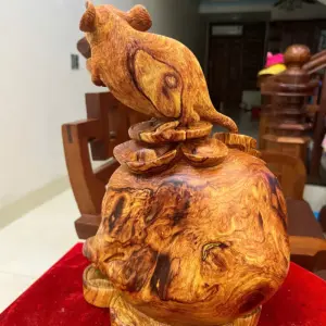 Tượng Gỗ Chuột Gỗ Cẩm Việt Siêu Vân Liền Khối 32 - 23 - 17