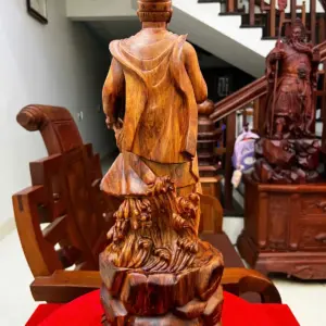 Tượng Gỗ Trần Quốc Tuấn Gỗ Sưa Bắc Liền Khối Mộc Đẹp Vân Tím 50 - 18 - 14