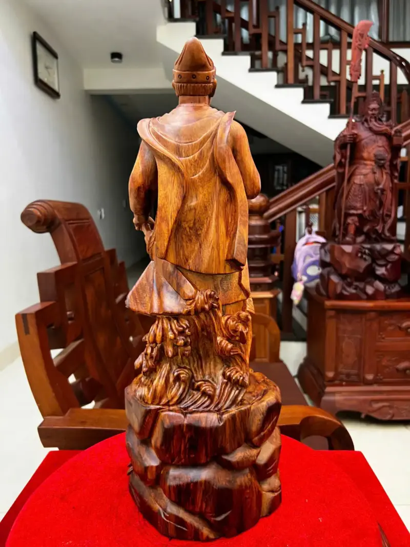 Tượng Gỗ Trần Quốc Tuấn Gỗ Sưa Bắc Liền Khối Mộc Đẹp Vân Tím 50 - 18 - 14