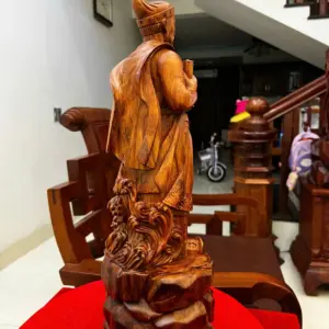 Tượng Gỗ Trần Quốc Tuấn Gỗ Sưa Bắc Liền Khối Mộc Đẹp Vân Tím 50 - 18 - 14