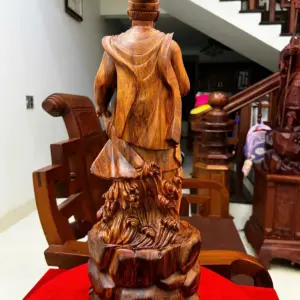 Tượng Gỗ Trần Quốc Tuấn Gỗ Sưa Bắc Liền Khối Mộc Đẹp Vân Tím 50 - 18 - 14