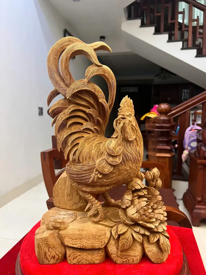 Tượng Gỗ Nhất Kê Gỗ Ngọc Am Liền Khối Gỗ Già Thơm 50 - 30 - 17