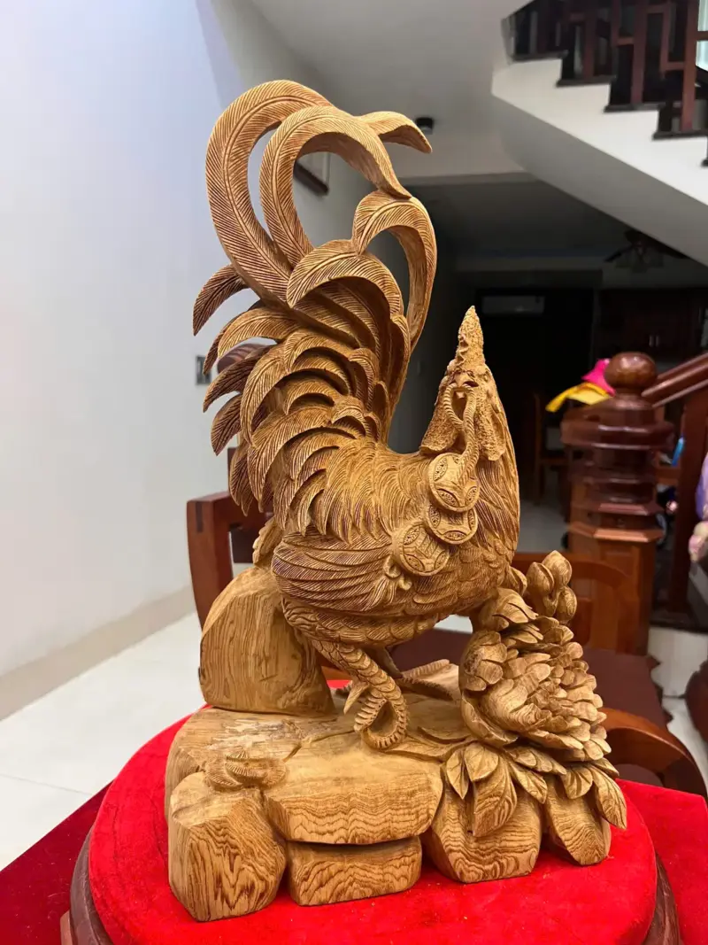 Tượng Gỗ Nhất Kê Gỗ Ngọc Am Liền Khối Gỗ Già Thơm 50 - 30 - 17