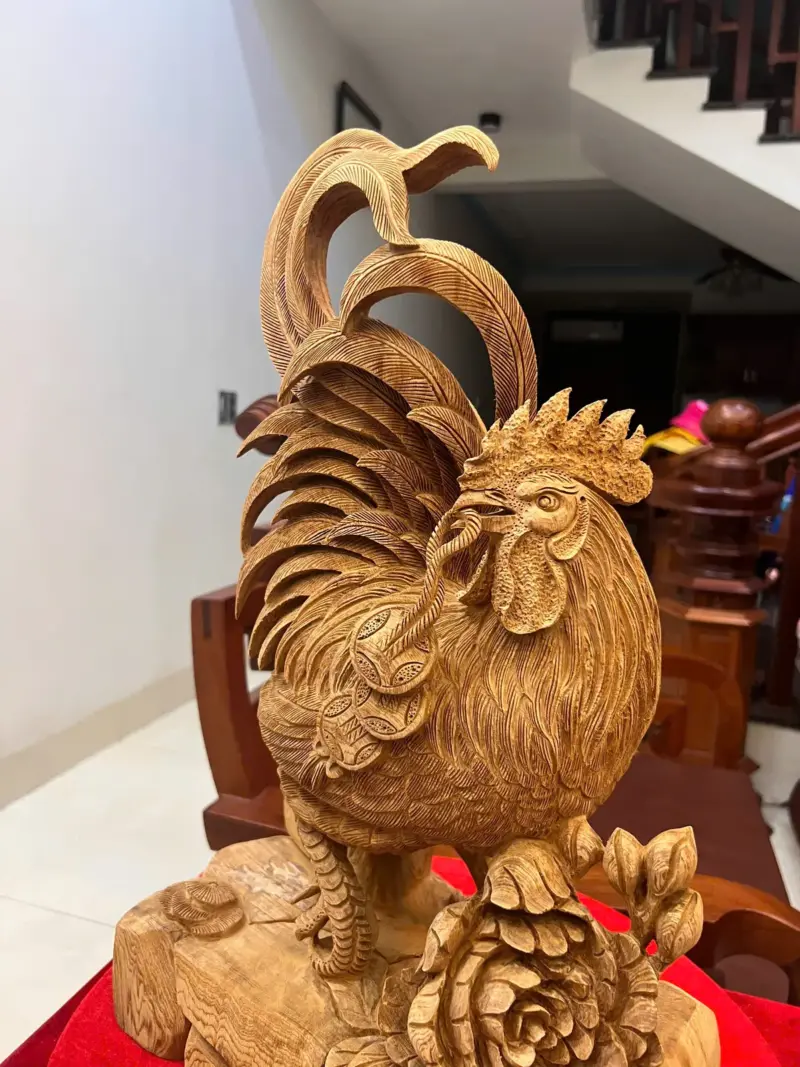 Tượng Gỗ Nhất Kê Gỗ Ngọc Am Liền Khối Gỗ Già Thơm 50 - 30 - 17