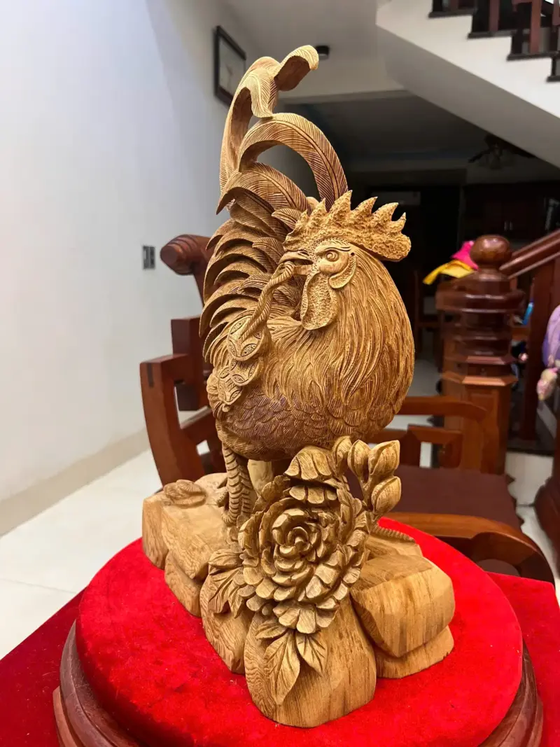 Tượng Gỗ Nhất Kê Gỗ Ngọc Am Liền Khối Gỗ Già Thơm 50 - 30 - 17