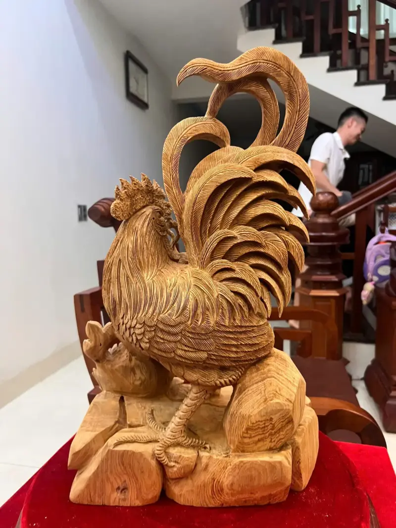 Tượng Gỗ Nhất Kê Gỗ Ngọc Am Liền Khối Gỗ Già Thơm 50 - 30 - 17