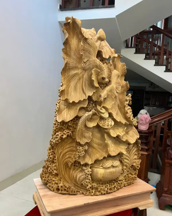 z7631903237228_7be78d237d963a620333fe68ae460fc0 Tượng Gỗ Cá Xiêm Gỗ Ngọc Am Liền Khối 31 kg 84 - 56 - 21
