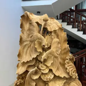 Tượng Gỗ Cá Xiêm Gỗ Ngọc Am Liền Khối 31 kg 84 - 56 - 21