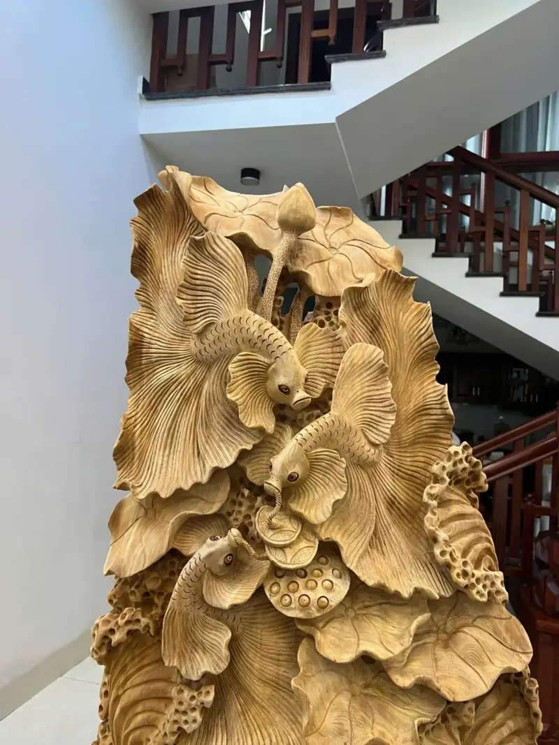 Tượng Gỗ Cá Xiêm Gỗ Ngọc Am Liền Khối 31 kg 84 - 56 - 21