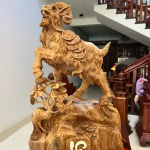 Tượng Gỗ Nhất Dê Gỗ Ngọc Am To Đẹp Gỗ Già Đang Lên Tuyết Liền Khối 76 - 46 - 22