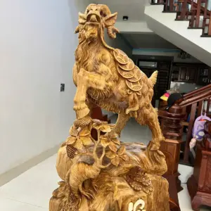 Tượng Gỗ Nhất Dê Gỗ Ngọc Am To Đẹp Gỗ Già Đang Lên Tuyết Liền Khối 76 - 46 - 22