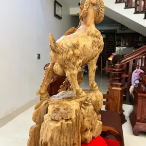 Tượng Gỗ Nhất Dê Gỗ Ngọc Am To Đẹp Gỗ Già Đang Lên Tuyết Liền Khối 76 - 46 - 22