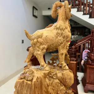 Tượng Gỗ Nhất Dê Gỗ Ngọc Am To Đẹp Gỗ Già Đang Lên Tuyết Liền Khối 76 - 46 - 22