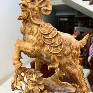 Tượng Gỗ Nhất Dê Gỗ Ngọc Am To Đẹp Gỗ Già Đang Lên Tuyết Liền Khối 76 - 46 - 22