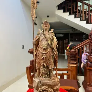 Tượng Gỗ Quan Công Chống Đao Gỗ Trắc Việt Mộc 62 - 20 - 17