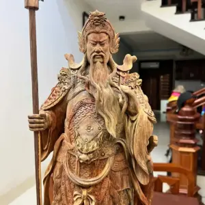 Tượng Gỗ Quan Công Chống Đao Gỗ Trắc Việt Mộc 62 - 20 - 17