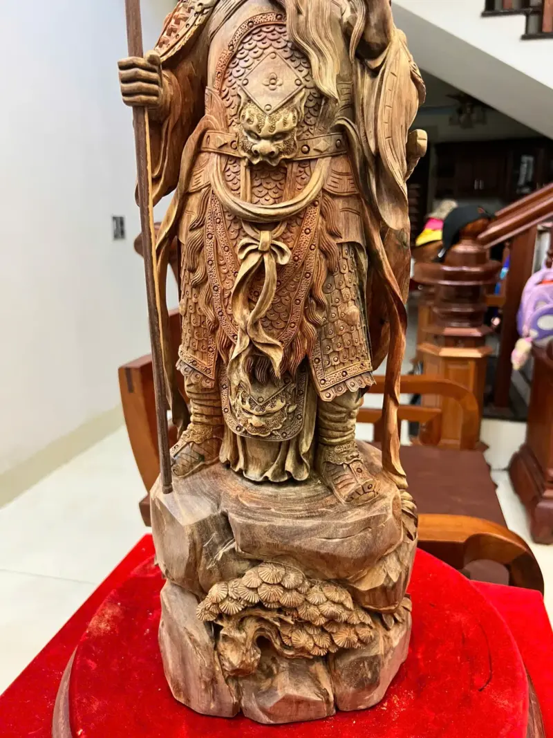 Tượng Gỗ Quan Công Chống Đao Gỗ Trắc Việt Mộc 62 - 20 - 17