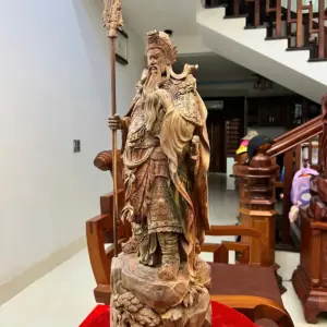 Tượng Gỗ Quan Công Chống Đao Gỗ Trắc Việt Mộc 62 - 20 - 17