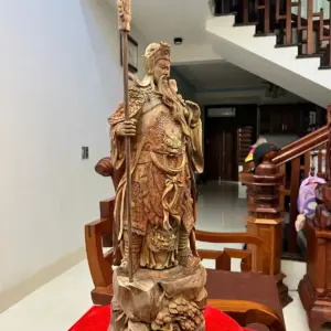 Tượng Gỗ Quan Công Chống Đao Gỗ Trắc Việt Mộc 62 - 20 - 17